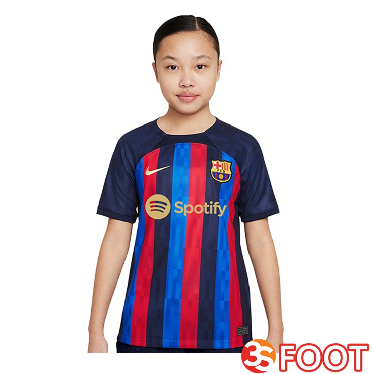 Acheter Un Maillot de Foot FC Barcelone Enfant Domicile Rouge Bleu 2022 ...